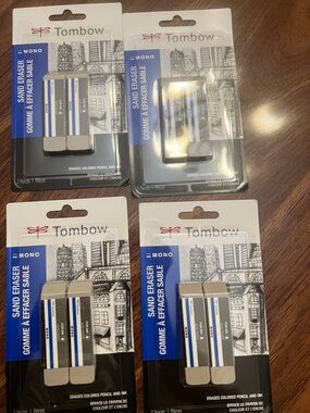 Tombow MONO Sand Eraser 4-Pack - White & Blue. EACH PACK OF 2 is $4.eack